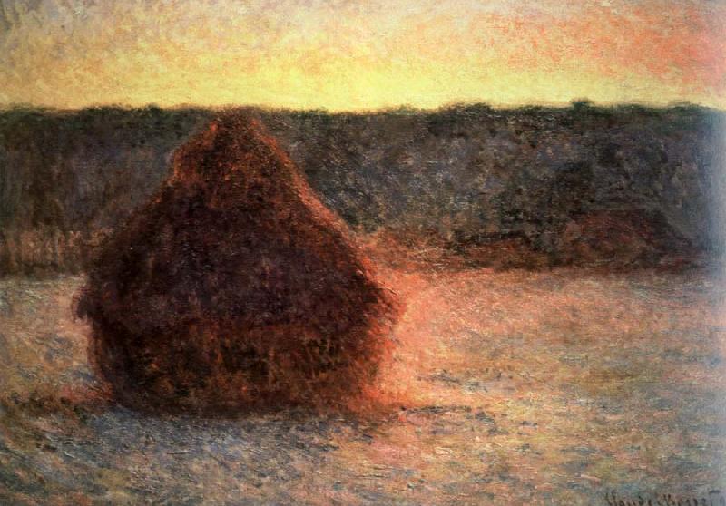 Claude Monet hay stack at sunset,frosty weather Norge oil painting art
